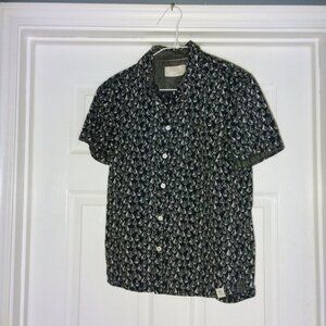 Free Planet Navy and White Patterned Button Down Shirt